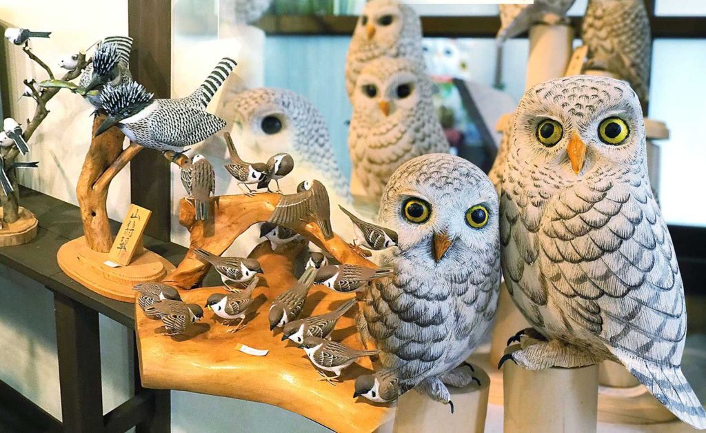 本物の製品を販売する 野鳥彫刻 フクロウ 8㎝ 作者ituo - 美術品
